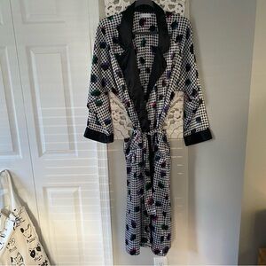 Erika Taylor VTG Houndstooth Abstract 90's Robe Feminine Lounge Housecoat sz M